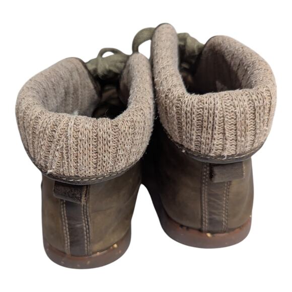 Chaco Barbary Ivy Green Waterproof Leather Lace-Up Knit Cuff Hiking Boots 8.5 - Picture 3 of 6